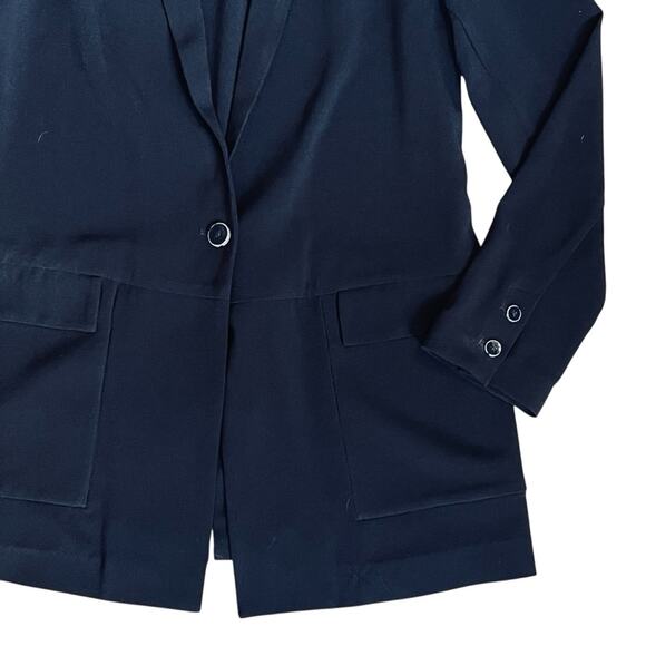 Anthropologie Cartonnier Women’s Sz M Black Crepe Blazer Single Button Beatrice - Picture 6 of 12